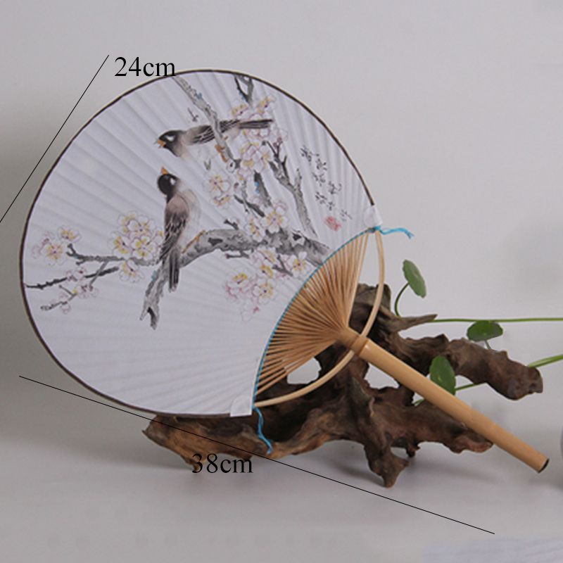 Fan Style Old Shooting Paper Round Cloth For Home Fashion Silk Props Printing Decoration Pu Material Fan Collection Bamboo