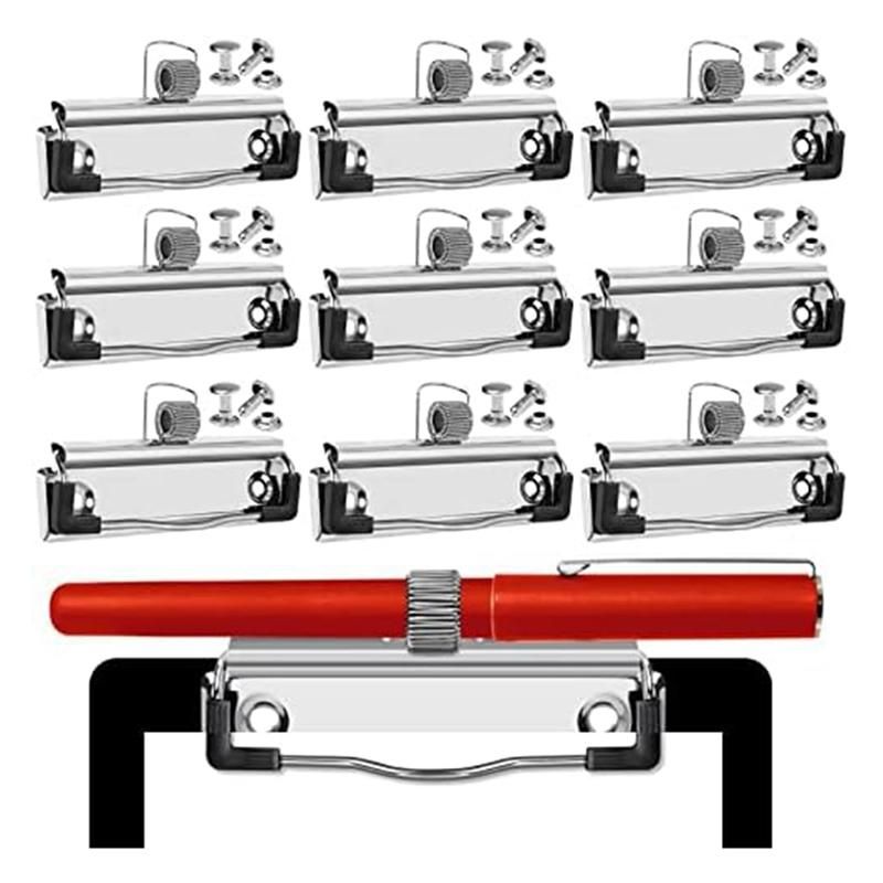 14 Pack Mountable Clipboard Clips with Pen Holder Clipboard Clips Hardware Clipboard Clamp Hardware for Office School