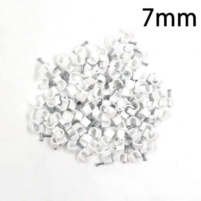 100pcs Steel Nail Cable Clips 7mm For Ethernet Dish Wire (Wh