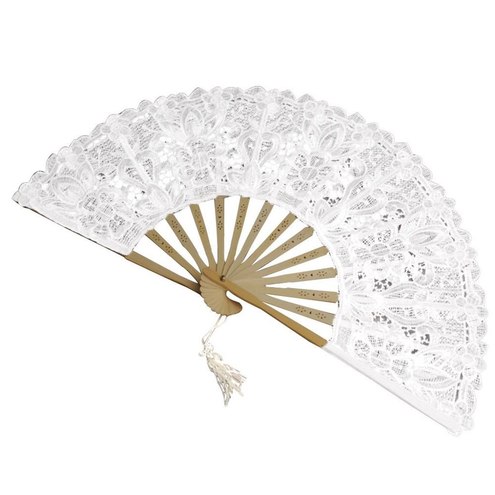 Wedding Fan Hand Held Color Solid Style Party Decor Lace Chinese Held 1PC Hand Fan Folding **D Folding Dance