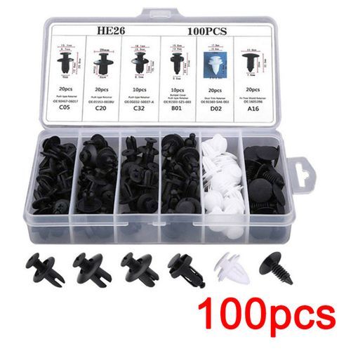 100pcs Car Fastener Mixed Auto Fixing Clip Car Restraint Body Rivet Bumper Holder Fixing Clips