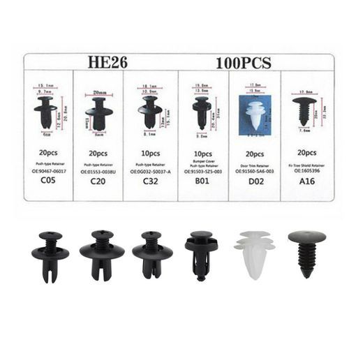 100pcs Car Fastener Mixed Auto Fixing Clip Car Restraint Body Rivet Bumper Holder Fixing Clips
