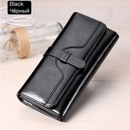 SENDEFN Women Wallet Button Wallet Women Large Capacity Vintage Ladies Wallets For IPhone 7S Trend 5160-67-8006 Black