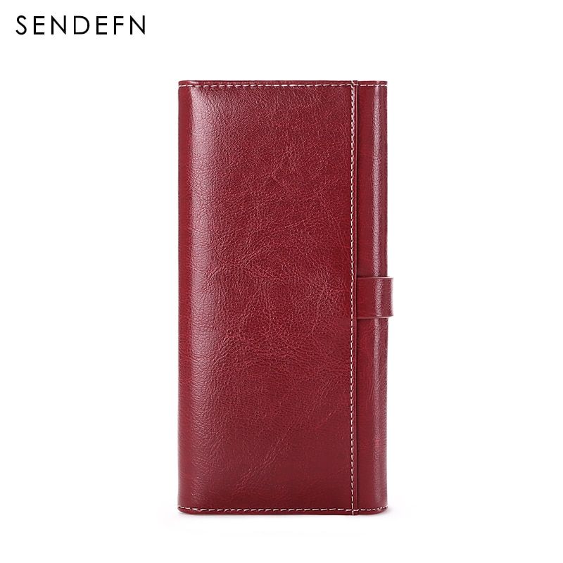 SENDEFN Women Wallet Button Wallet Women Large Capacity Vintage Ladies Wallets For IPhone 7S Trend 5160-67-8006 Black