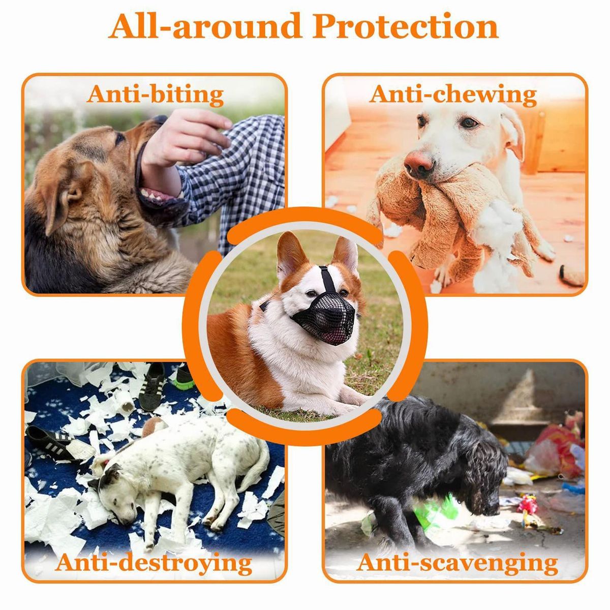 Dog Mouth Guard Pet Dog Anti-eating Face Cover Black