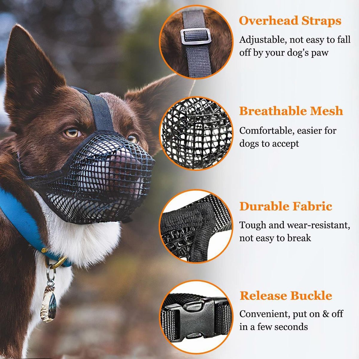 Dog Mouth Guard Pet Dog Anti-eating Face Cover Black