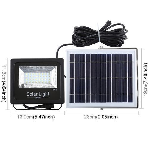 30W Ultra-thin IP66 Waterproof Solar Powered Timing LED Flood Light, 32 LEDs SMD 2835 LED Lamp With 6V / 0.83A Solar Panel & Remote Control (White Light)