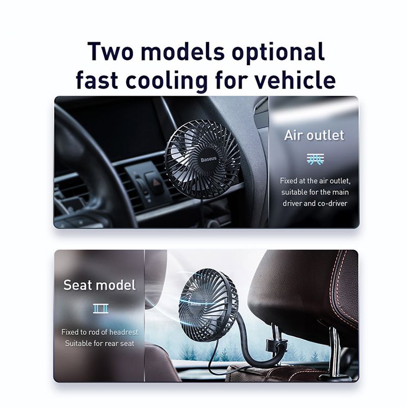 Baseus Air Vent Mounted USB Fan 3 Speed Air Cooling Fan For