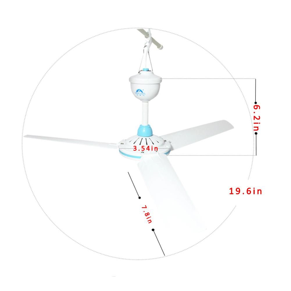 DC 12V Ceiling Fan 3 Blades 6w Plastic Energy Saving Mini