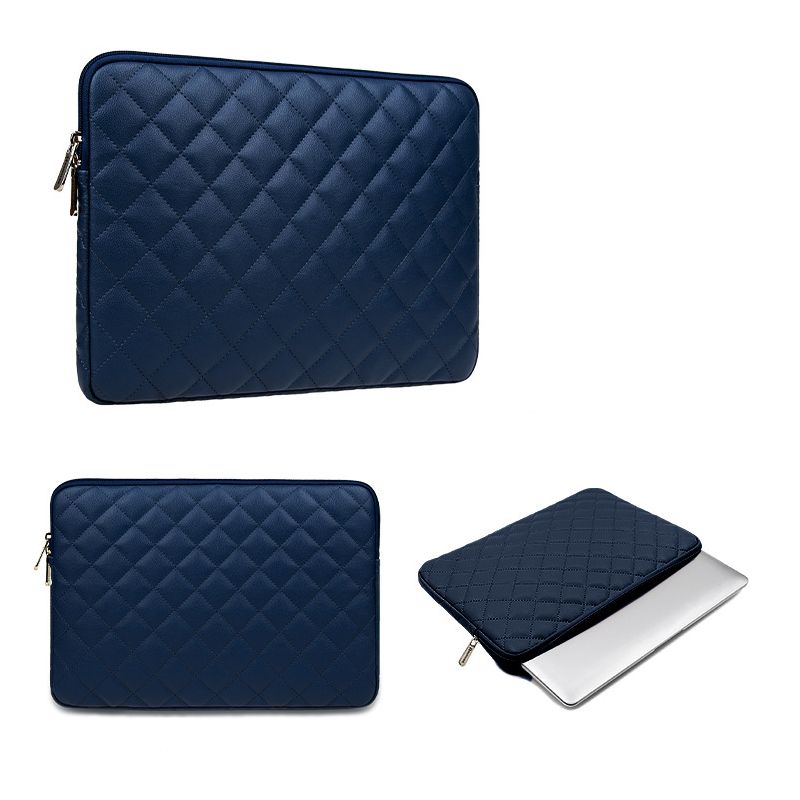 14 Inch Laptop Sleeve Diamond PU Leather Case-Navy