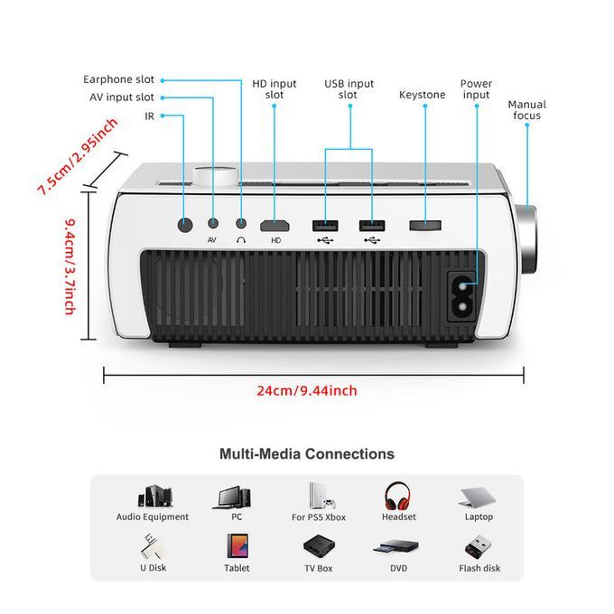 Max 300 "HD Large Screen TV Projector WiFi Android Smart LED Video Home Cinema 3D Beamer
