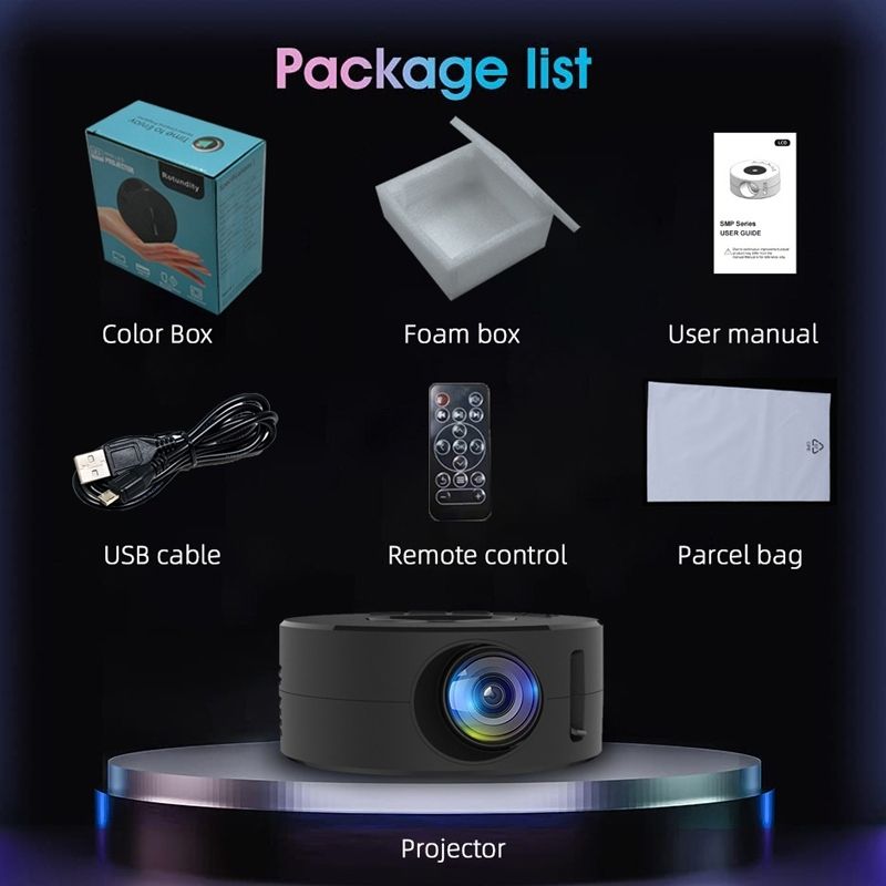 YT200 320 X 180P LED HD Mini Projector Support Wired Connection Phone Screen(Black)