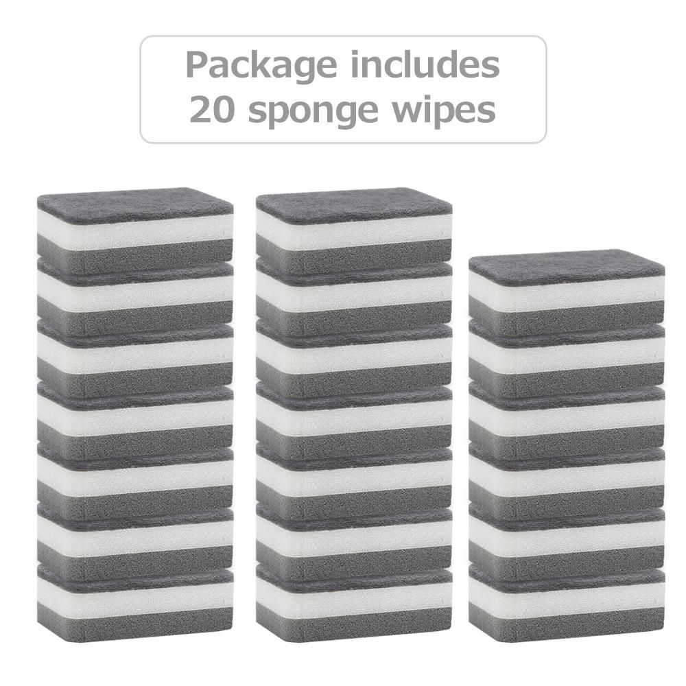 20PC Sponge Dishwashing Wipe Household Double Sided Pot Brush Kitchen Housework Cleaning Rounded Three Layer Sponge Scouring Pad