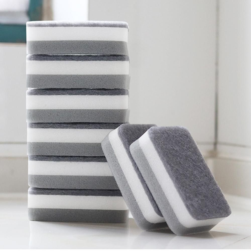 20PC Sponge Dishwashing Wipe Household Double Sided Pot Brush Kitchen Housework Cleaning Rounded Three Layer Sponge Scouring Pad