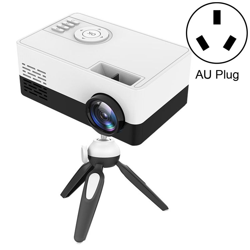 J15 1920 X 1080P HD Household Mini LED Projector With Tripod Mount, Plug Type:AU Plug(Black White)
