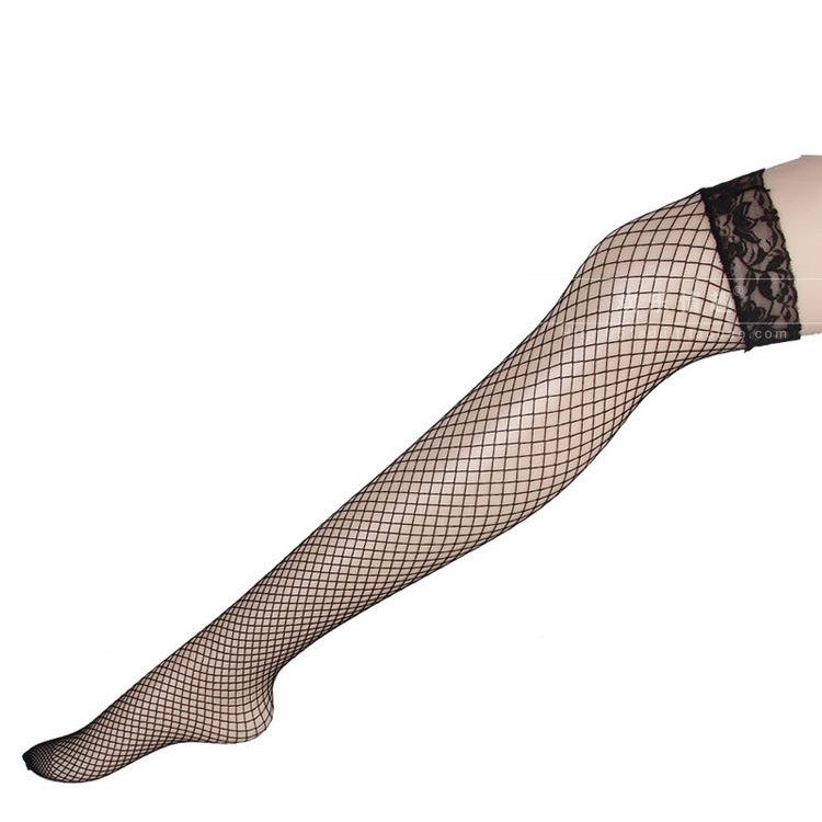 Black Lace Seductive Sexy Fishnet Women Long Silk Stockings