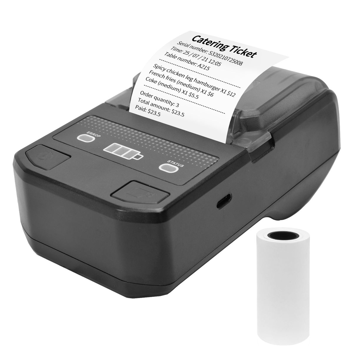 Portable 58mm Thermal Receipt Printer Wireless BT Mini Bill