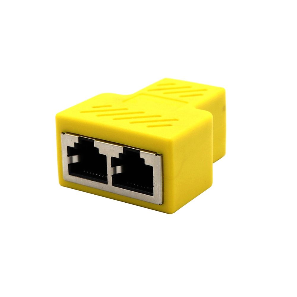 1 To 2 Dual Female Ports CAT5/6/7 RJ45 Splitter LAN-Yellow