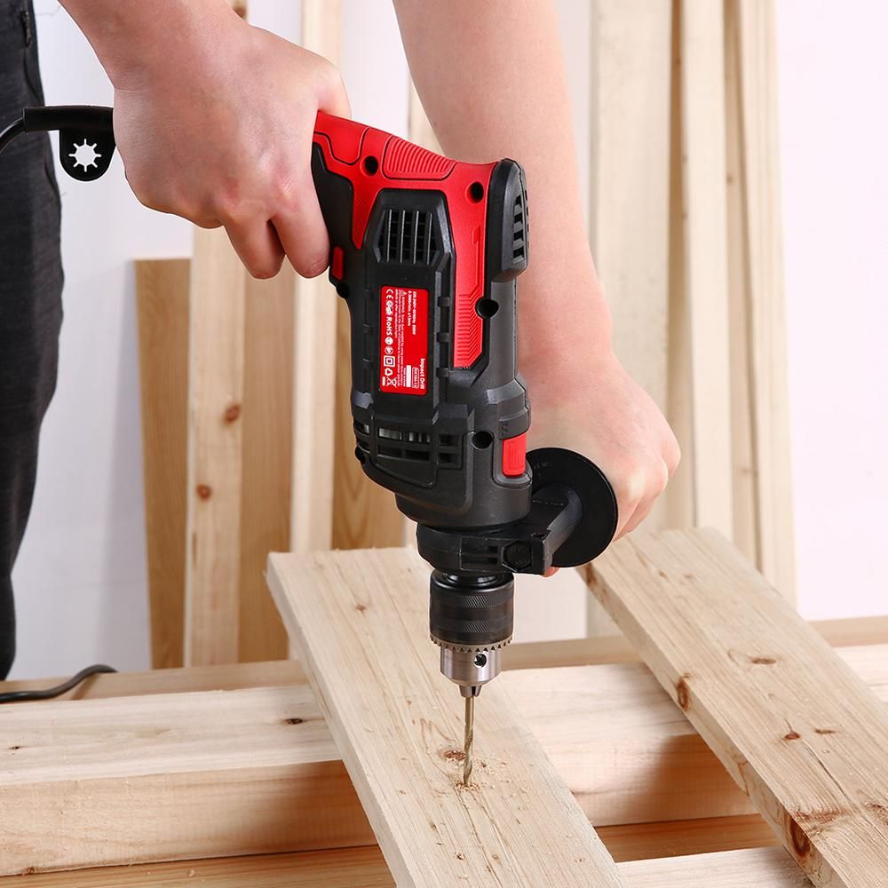 Hammer Drill Impact Drill 850W 3000 RPM Hand Electric Drill with 360° Rotating Handle Hammer and Drill 2 Mode in 1 with Depth Gauge for Drilling Steel Masonry Concrete Wood