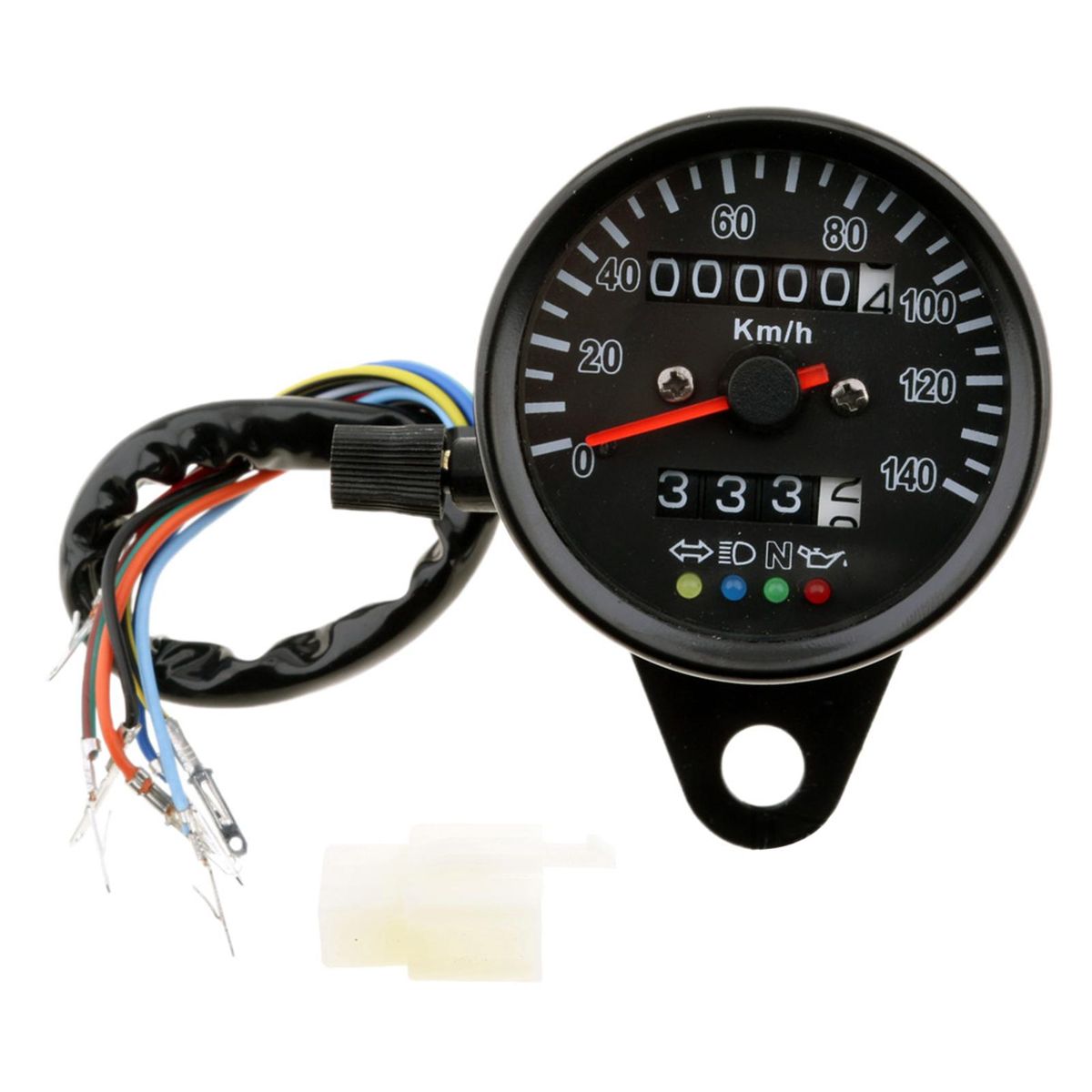 Cafe Racer Retro Custom Motorcycle Mechanical Speedometer with LED Indicator Odometer 140km/h