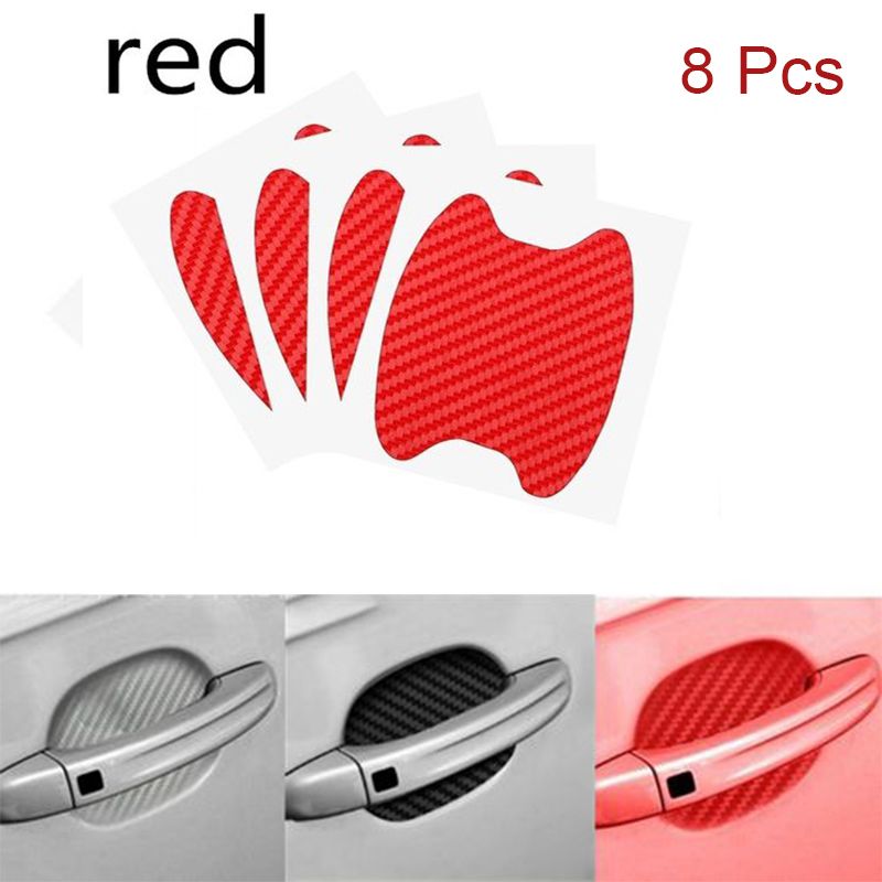 Car Door Handle 8Pcs Handle Protection Membrane Exterior Accessories Carbon Fiber Car Door Sticker Scratches Resistant Film