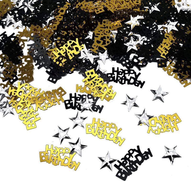 Gold Black 18 30 40 50 60 Confetti Happy Birthday Star Table Confetti-gold BlackHBstar
