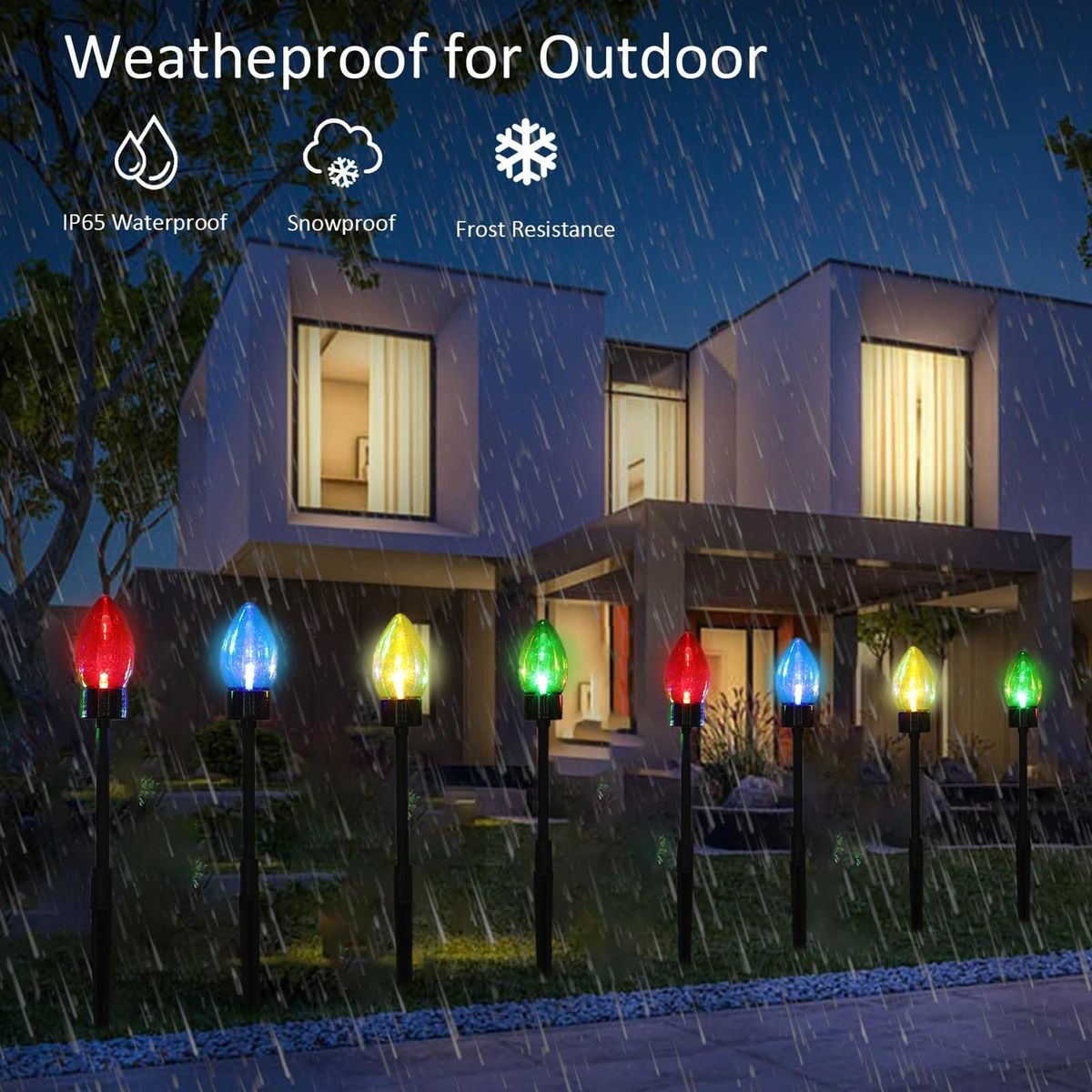 Christmas Path Lights Sparkling Solar Garden Lights for Christmas Multicolor