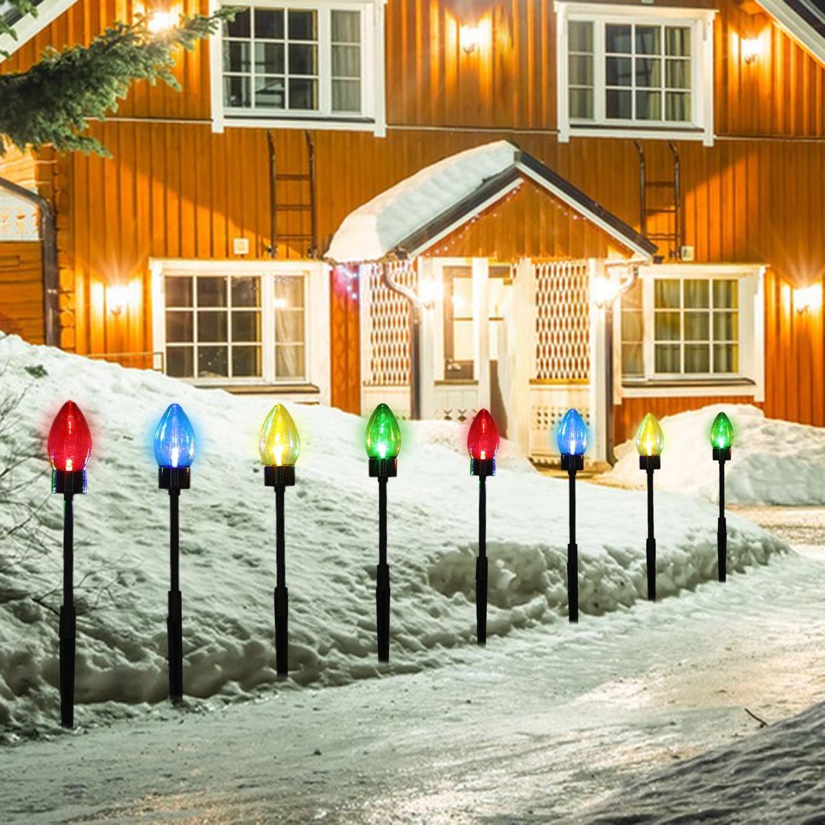 Christmas Path Lights Sparkling Solar Garden Lights for Christmas Multicolor
