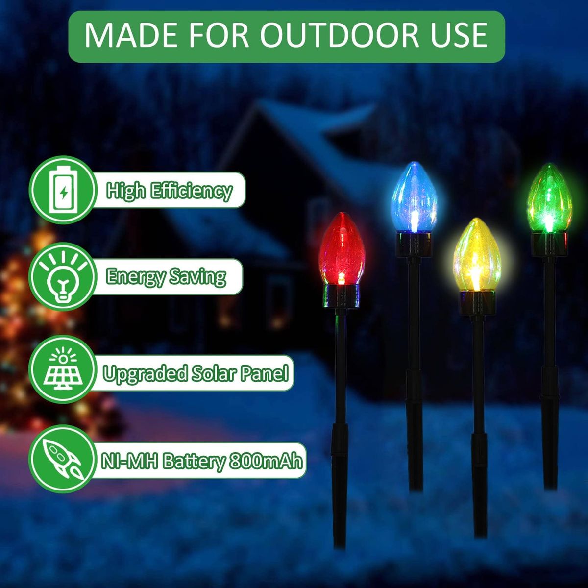 Christmas Path Lights Sparkling Solar Garden Lights for Christmas Multicolor