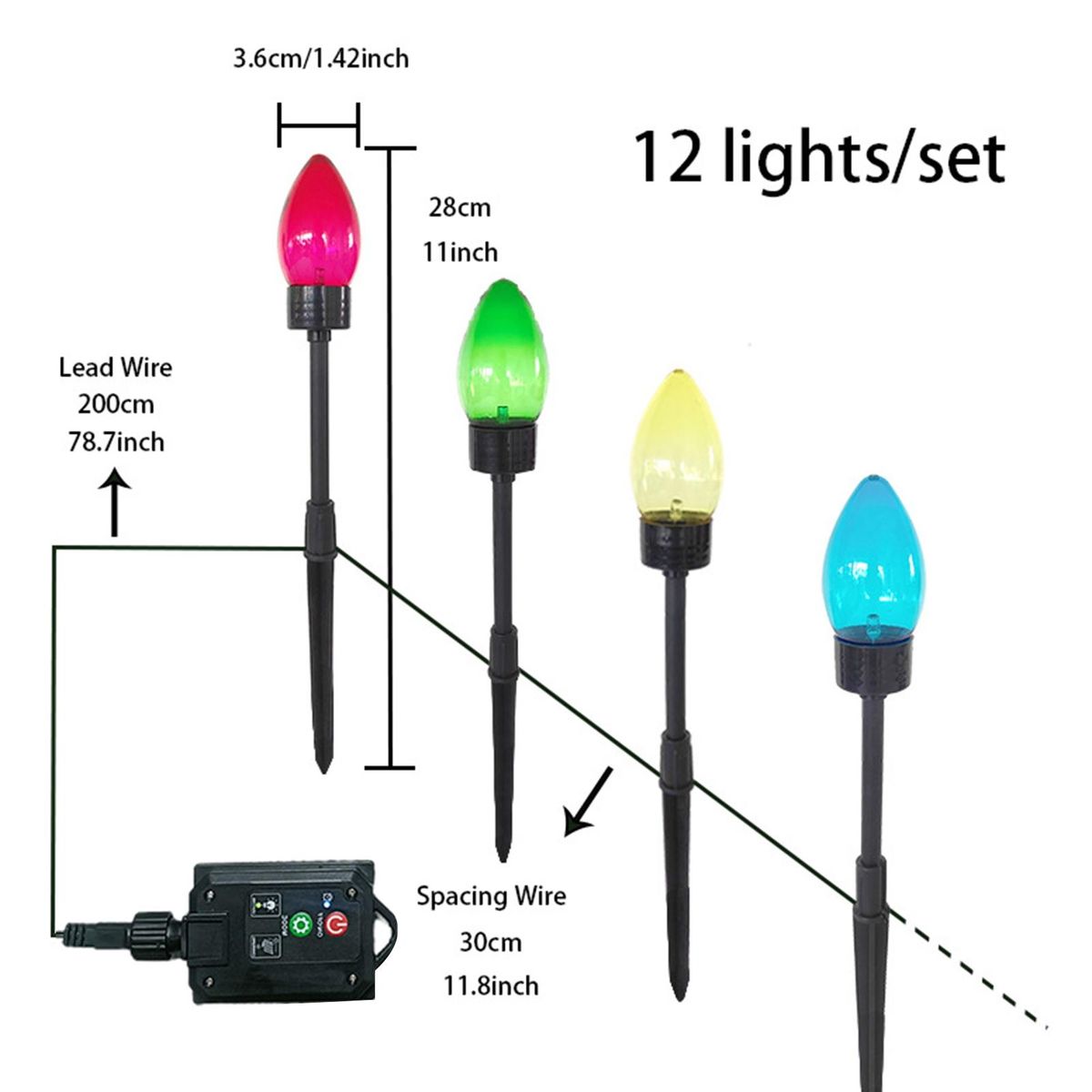 Christmas Path Lights Sparkling Solar Garden Lights for Christmas Multicolor