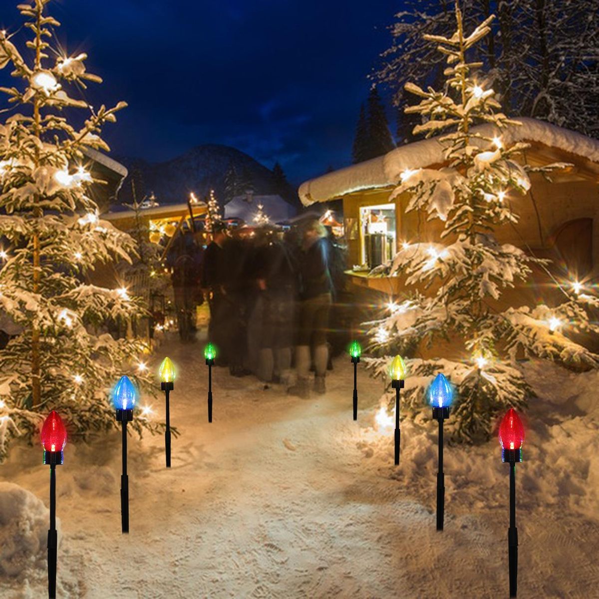 Christmas Path Lights Sparkling Solar Garden Lights for Christmas Multicolor