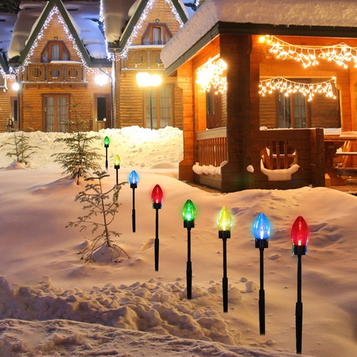 Christmas Path Lights Sparkling Solar Garden Lights for Christmas Multicolor