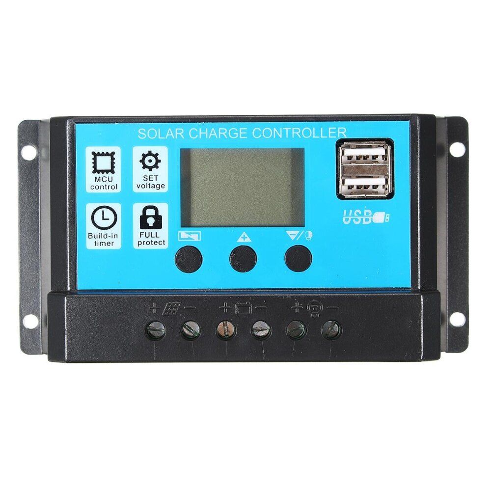 10/20/30A 12/24V LCD PMW Solar Charge Controller Regulator 2 USB Backlit 30A 30A