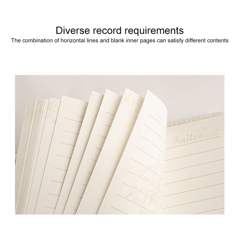 B6 Retro PU Cover Sailor Notebook Diary Book With Password Lock(Black)