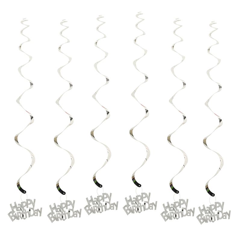 5-6Pcs/Lot Star Swirls String Happy Birthday Ral Streamers For-6Pcs-hd-silver