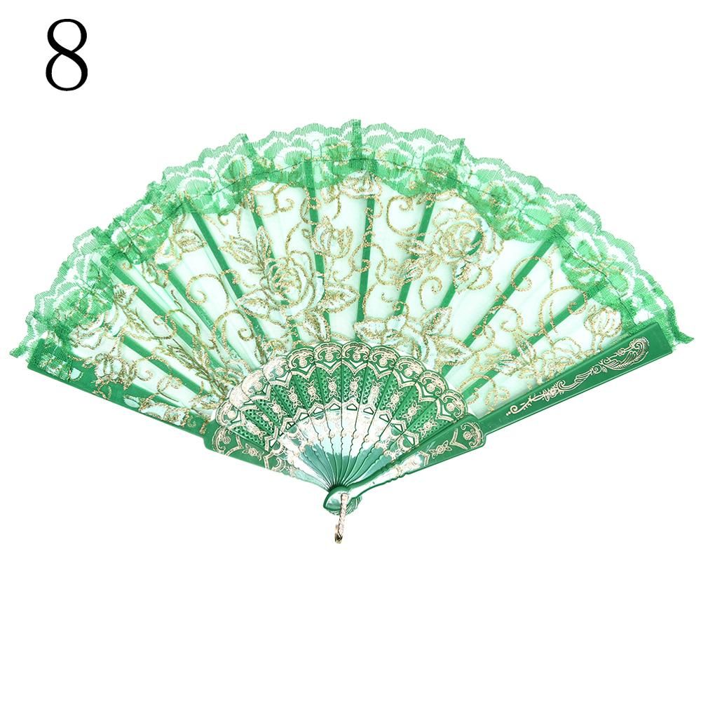 Accessories Lace Fan Dance Fabric Held Prom Flower Folding Silk Hand Fans Spanish Colors Party Wedding Dancing Summer 10