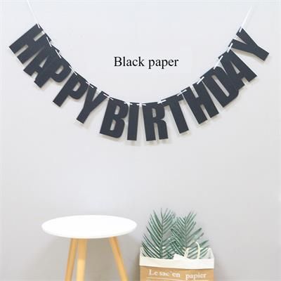 Creative Happy Birthday Banner Party Decoration Supplies First-black