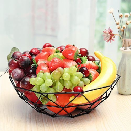 Simple Decagon Shape Design 11 Inches Iron Fruit Baske Black