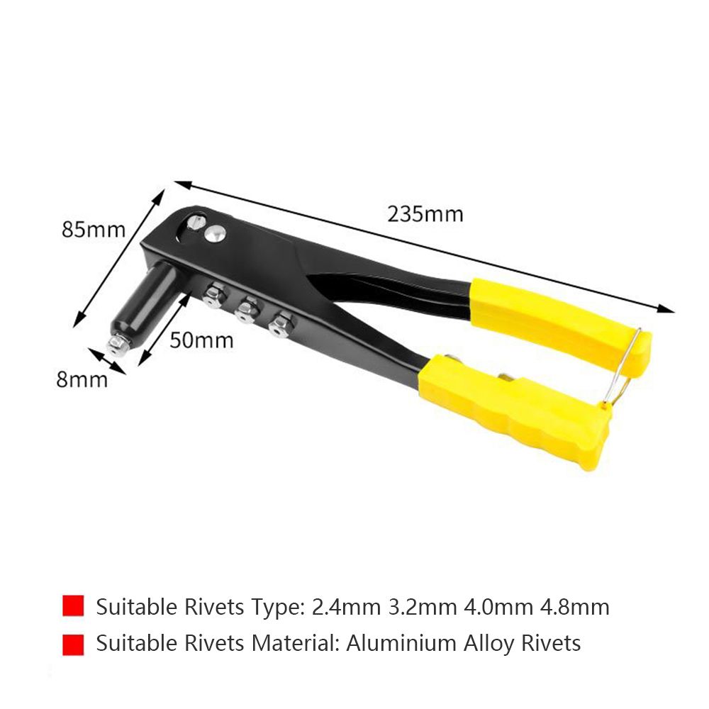 Rivet Gun Kit Heavy Duty Single Hand Manual Riveter With 4 Heads 3/32 Inch 1/8 Inhc 5/32 Inch 3/16 Inch For Automotive Railway