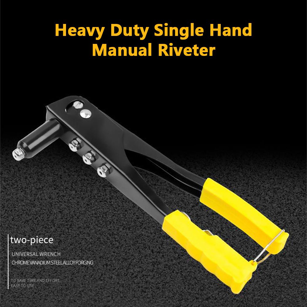 Rivet Gun Kit Heavy Duty Single Hand Manual Riveter With 4 Heads 3/32 Inch 1/8 Inhc 5/32 Inch 3/16 Inch For Automotive Railway