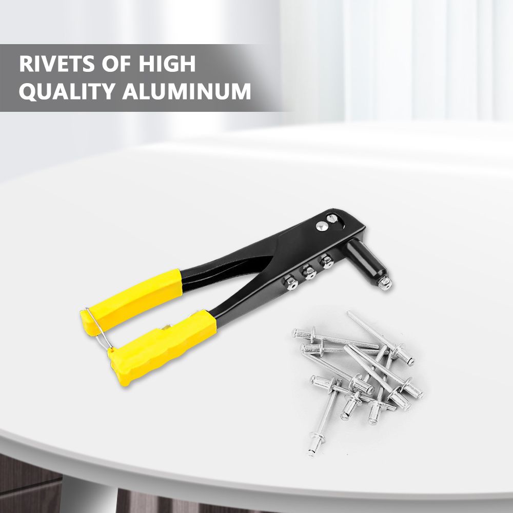 Rivet Gun Kit Heavy Duty Single Hand Manual Riveter With 4 Heads 3/32 Inch 1/8 Inhc 5/32 Inch 3/16 Inch For Automotive Railway