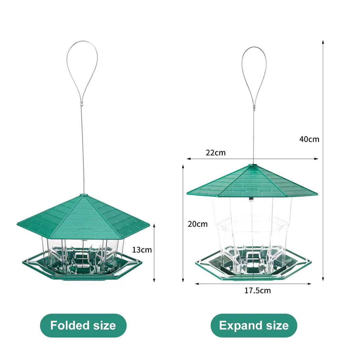 Bird Food Feeder Hanging Hummingbird Food Holder Green
