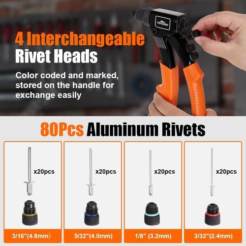 Handle Riveting Tool Set Hand Blind Riveter Pliers Insert Rivet Gun Manual Mandrels Threaded Rivet Machine With M3 - M12 Nuts