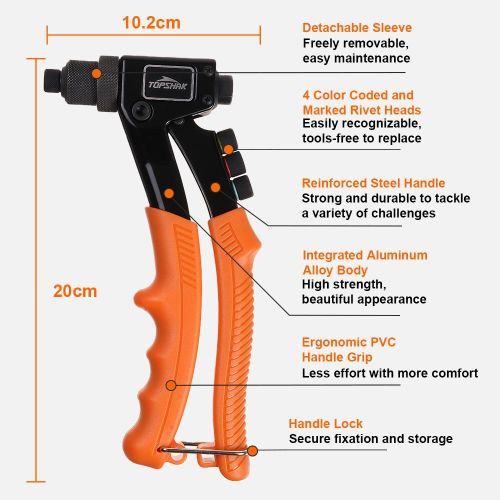Handle Riveting Tool Set Hand Blind Riveter Pliers Insert Rivet Gun Manual Mandrels Threaded Rivet Machine With M3 - M12 Nuts