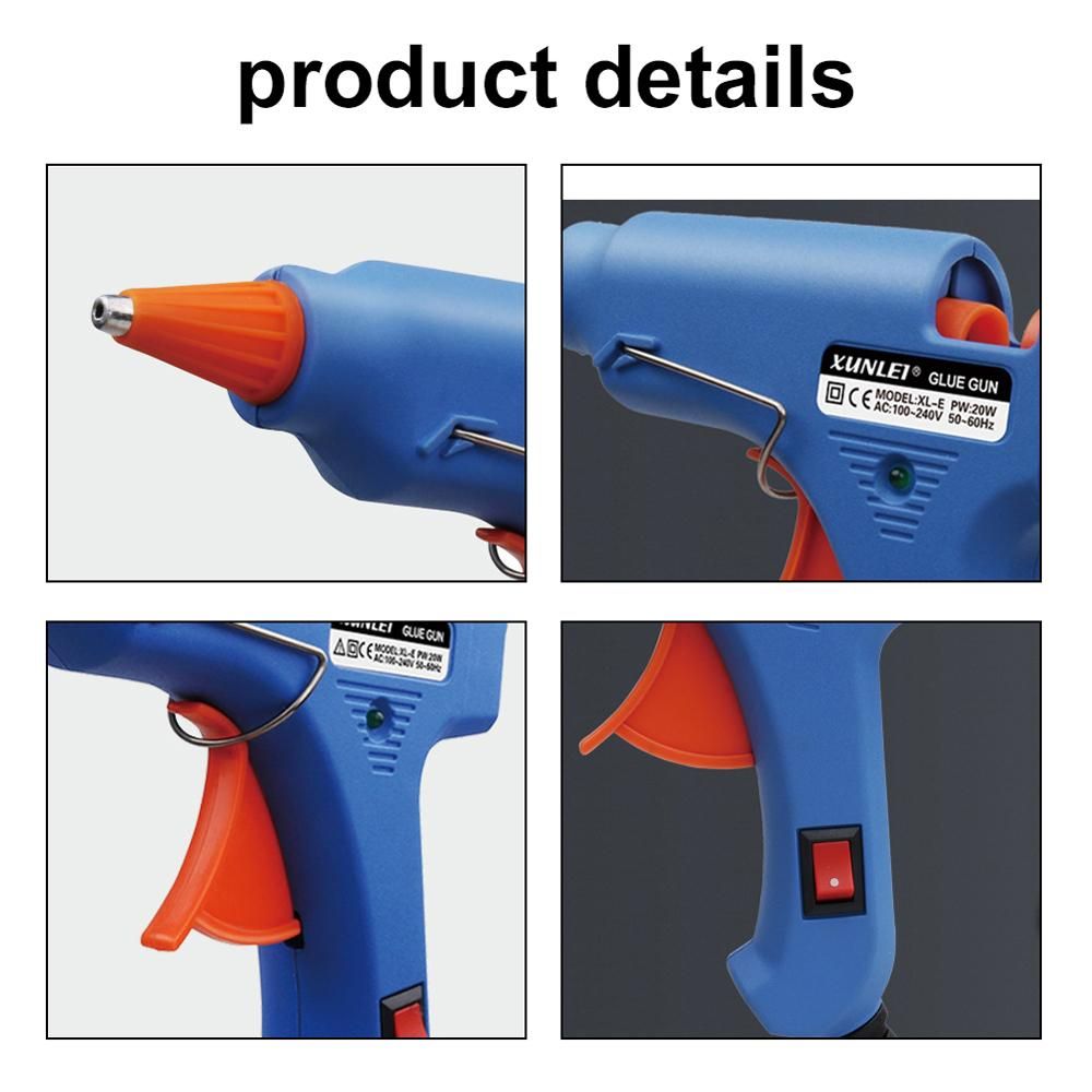 20W Hot Melt Glue Machine Portable Electric Hot Melt Applicator Glue Extrusion Tool with 30pcs Glue Sticks for DIY Art Craft Handmade Home Quick Repairs