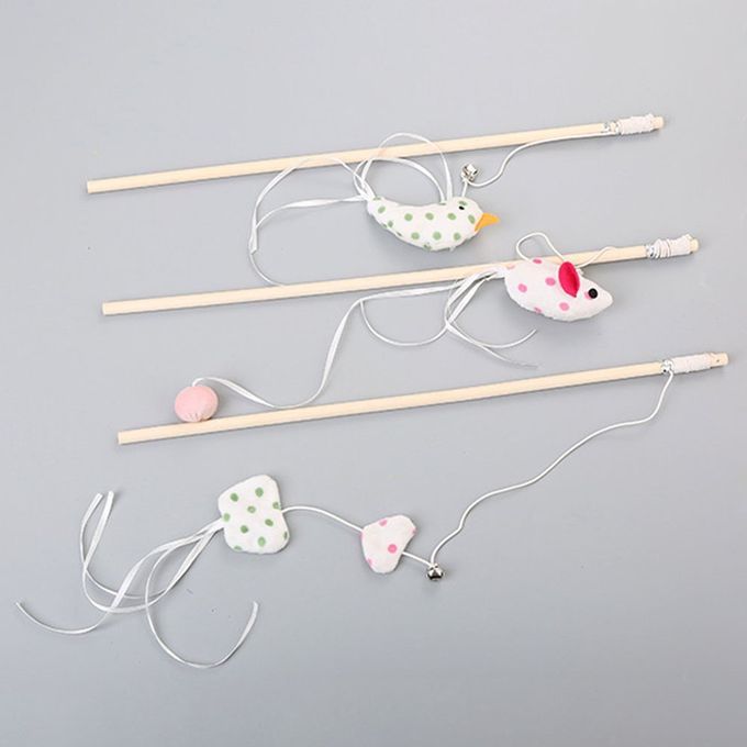 Pet  At Toy  Ute Wood Rod Wave Point Bird Mouse Shape With Bell-Multicolor-Butterflies
