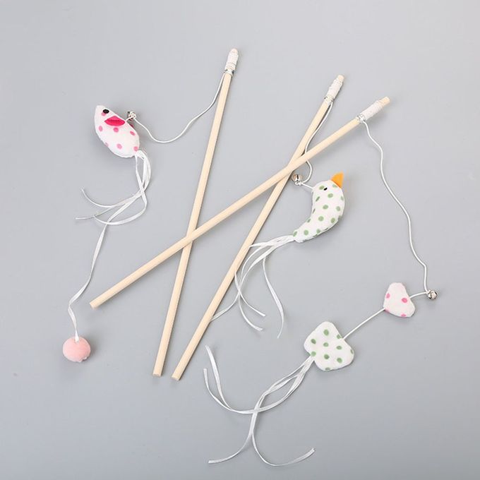 Pet  At Toy  Ute Wood Rod Wave Point Bird Mouse Shape With Bell-Multicolor-Butterflies