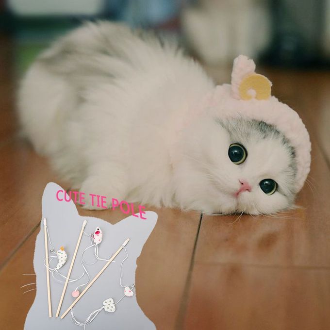 Pet  At Toy  Ute Wood Rod Wave Point Bird Mouse Shape With Bell-Multicolor-Butterflies