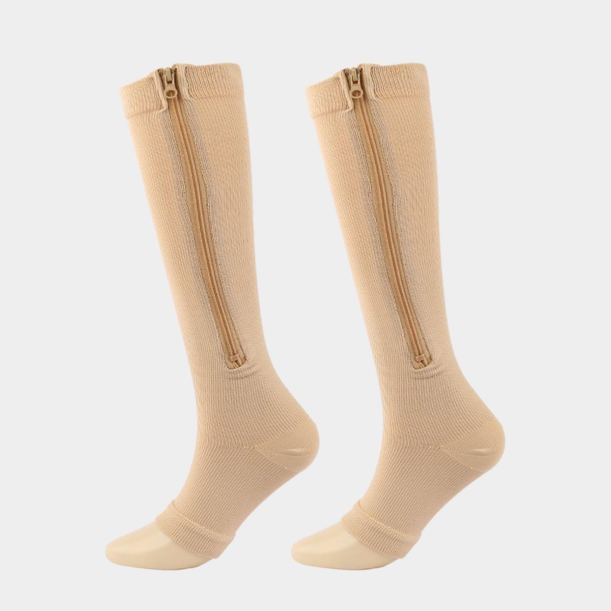 Open Toe Zipper Compression Socks for Women, Adult, 2 Pairs