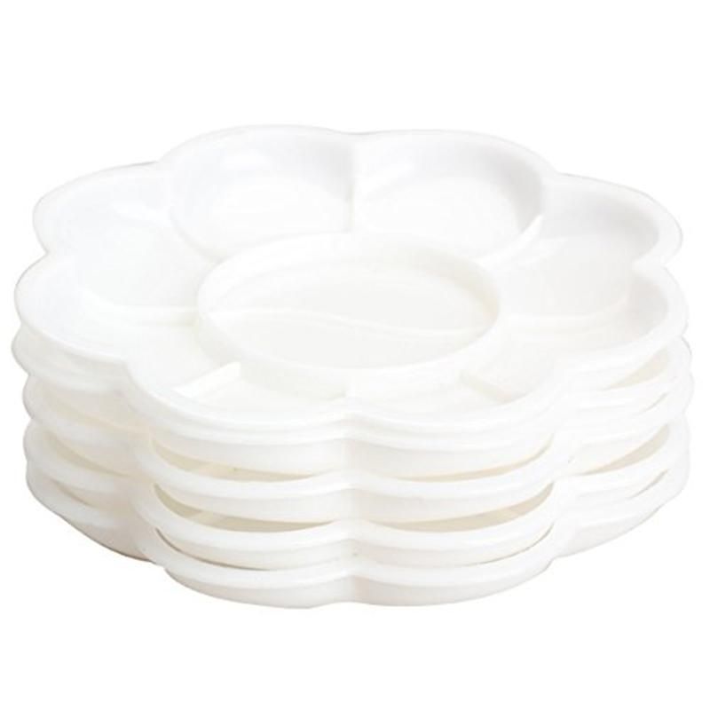 5Pcs Plastic Nail Art Paint Color Mixing Palette Plate Disk